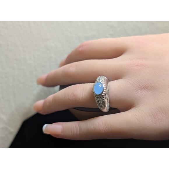 Judith Ripka Sterling Silver Blue Chalcedony Diamonique CZ Ring Size 7.75 - Picture 3 of 11